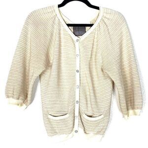 Anthropologie Guinevere Gold Metallic Button Top